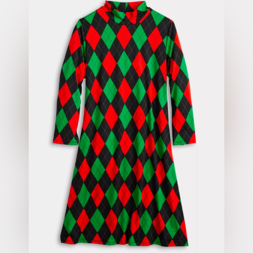 Holiday, Argyle Print, Soft Knit, Mockneck Dress
Size L
NWT